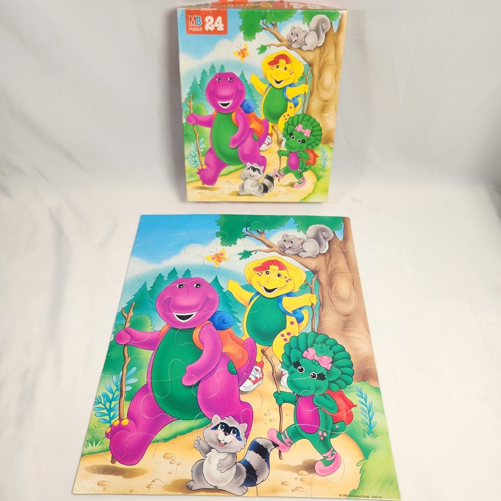 vintage 1994 Milton Bradley BARNEY 24 piece‎ Puzzle hiking Baby Bop BJ complete